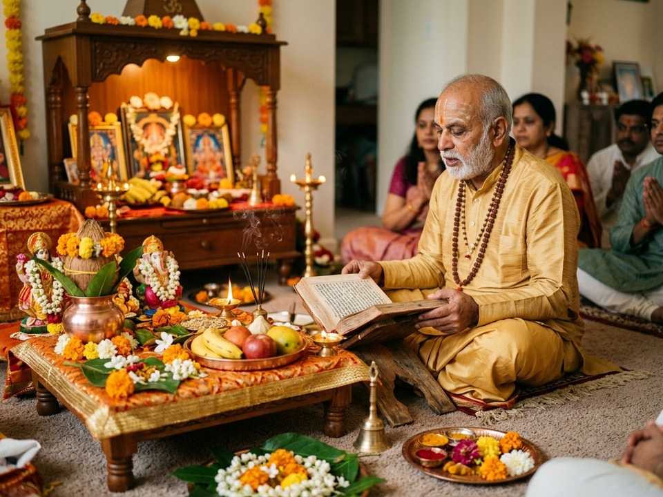 Vedic Pandit conducting Satyanarayan Katha