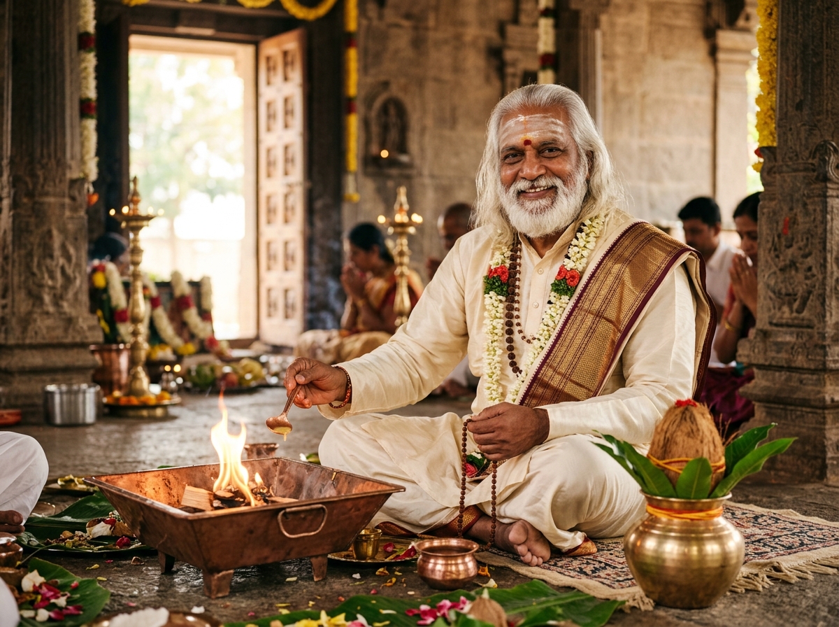 Authentic Vedic Pandit performing Havan Puja